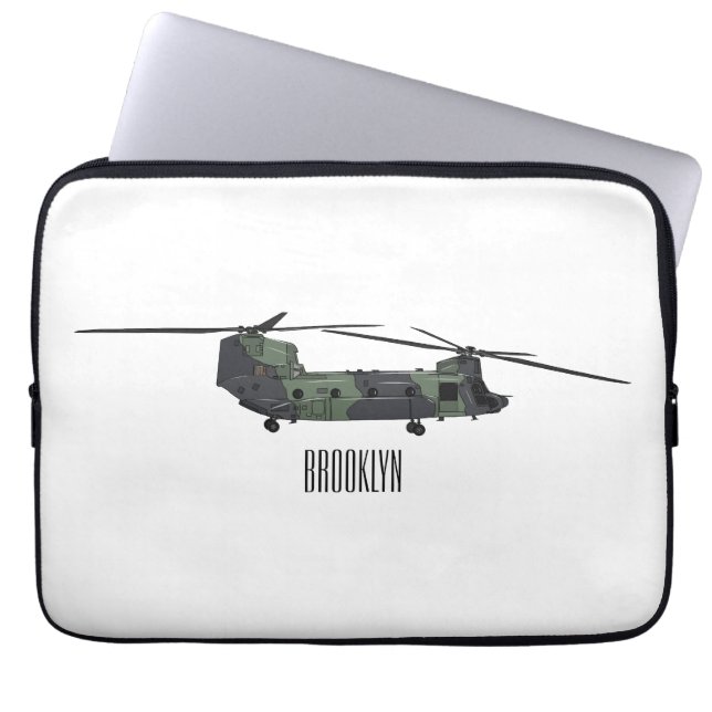 Cartoon van de helikopter van het Chinese leger Laptop Sleeve (Voorkant)