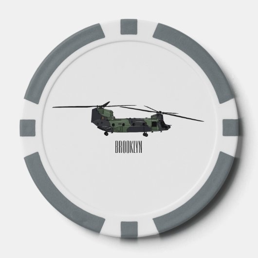 Cartoon van de helikopter van het Chinese leger Poker Chips (Voorkant)