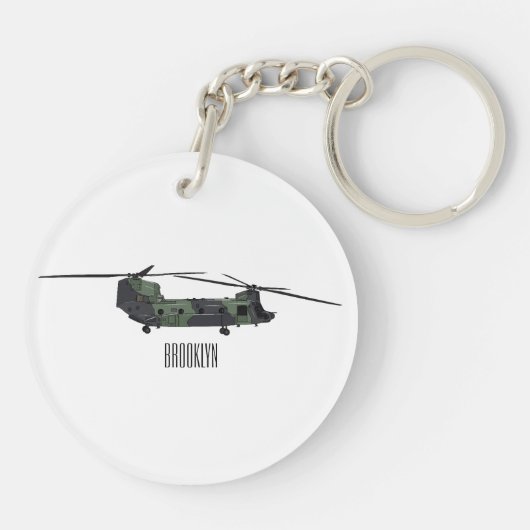 Cartoon van de helikopter van het Chinese leger Sleutelhanger (Achterkant)