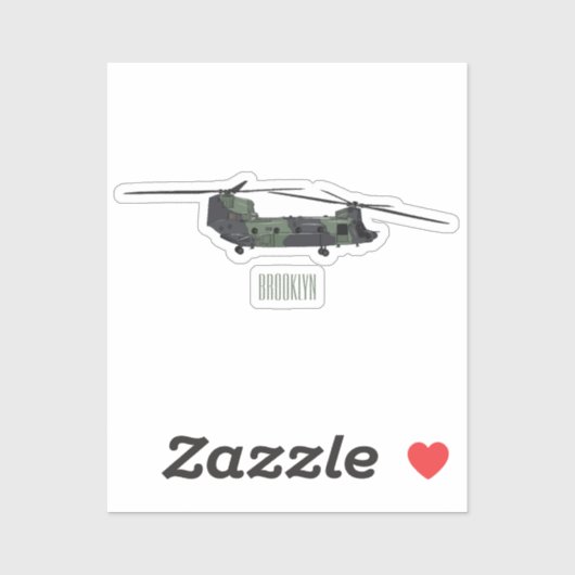 Cartoon van de helikopter van het Chinese leger Sticker (Vel)