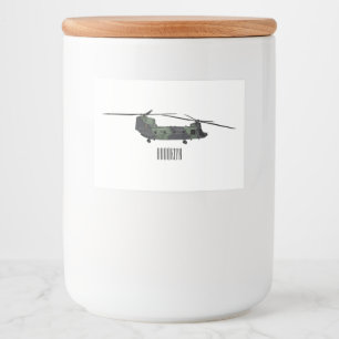 Cartoon van de helikopter van het Chinese leger Voedselcontainer Etiket