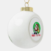 Cartoon van de kerstman met rendier keramische bal ornament (Links)