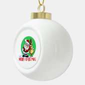 Cartoon van de kerstman met rendier keramische bal ornament (Rechts)