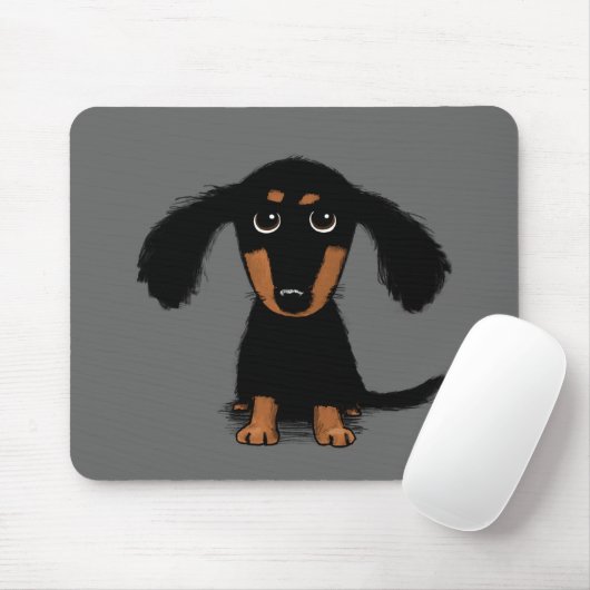 Cartoon van de lange gepaarde dachshund-puppy Cute Muismat (Met muis)