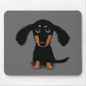 Cartoon van de lange gepaarde dachshund-puppy Cute Muismat (Voorkant)
