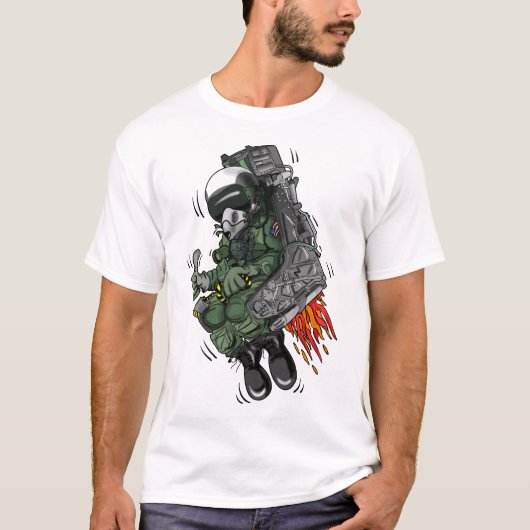 Cartoon van de militaire vuursteentje tegen een pr t-shirt (Voorkant)