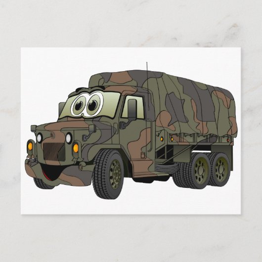 Cartoon van de Military Troop Carrier Briefkaart (Voorkant)