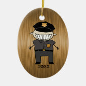 Cartoon van de op maat gesneden politiefunctionari keramisch ornament (Voorkant)