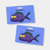 Cartoon van de Piranha-vis Badge (Voor- en achterkant)