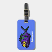 Cartoon van de Piranha-vis Bagagelabel (Voorkant verticaal)