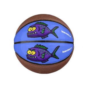 Cartoon van de Piranha-vis Basketbal