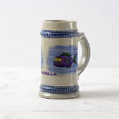 Cartoon van de Piranha-vis Bierpul (Voorkant rechts)