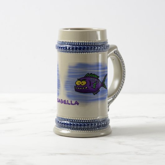 Cartoon van de Piranha-vis Bierpul (Voorkant rechts)