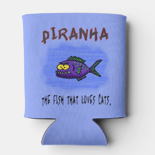 Cartoon van de Piranha-vis Blikjeskoeler (Achterkant)
