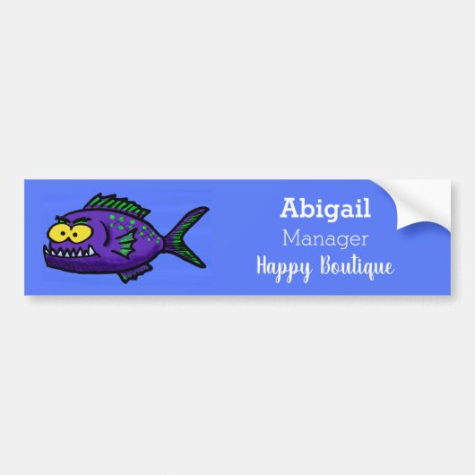 Cartoon van de Piranha-vis Bumpersticker (Voorkant)