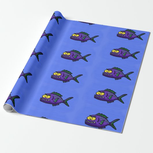 Cartoon van de Piranha-vis Cadeaupapier (Uitgerold)
