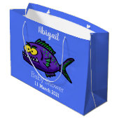 Cartoon van de Piranha-vis Groot Cadeauzakje (Achterkant Gekanteld)