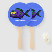 Cartoon van de Piranha-vis Handwaaier (Voorkant en achterkant)