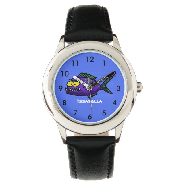 Cartoon van de Piranha-vis Horloge (Voorkant)