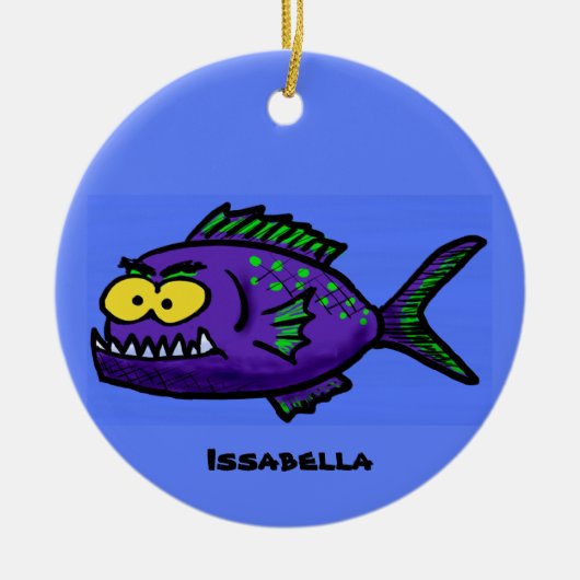Cartoon van de Piranha-vis Keramisch Ornament (Voorkant)