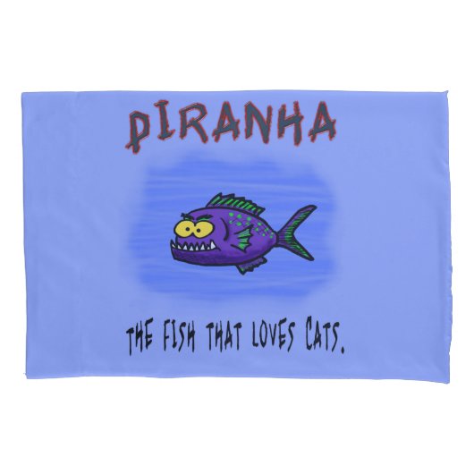 Cartoon van de Piranha-vis Kussensloop (Voorkant)