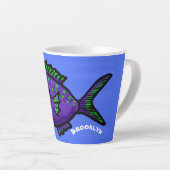 Cartoon van de Piranha-vis Latte Mok (Rechterhoek)