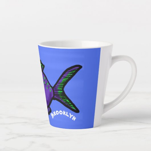 Cartoon van de Piranha-vis Latte Mok (Rechts)