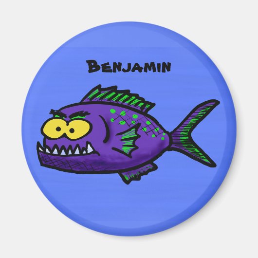 Cartoon van de Piranha-vis Magneet (Voorkant)