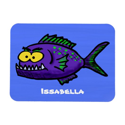 Cartoon van de Piranha-vis Magneet (Horizontaal)