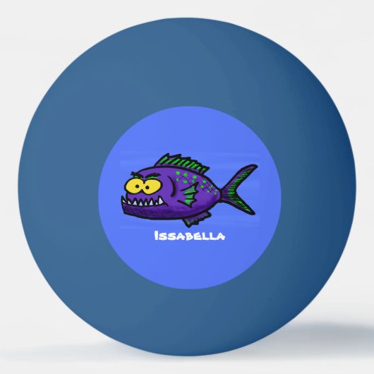 Cartoon van de Piranha-vis Pingpongbal (Achterkant)
