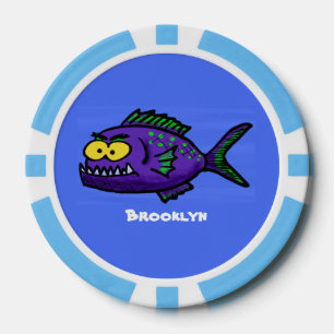 Cartoon van de Piranha-vis Poker Chips