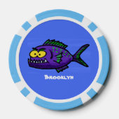 Cartoon van de Piranha-vis Poker Chips (Achterkant)