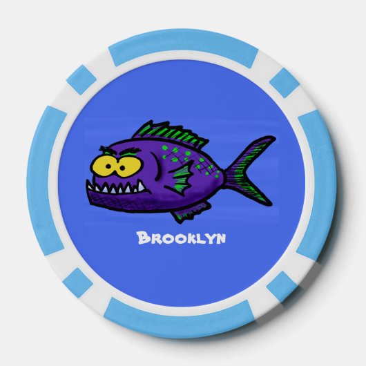 Cartoon van de Piranha-vis Poker Chips (Achterkant)
