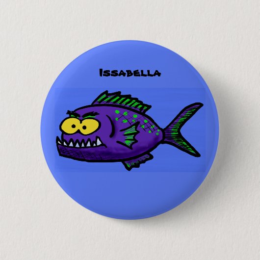 Cartoon van de Piranha-vis Ronde Button 5,7 Cm (Voorkant)