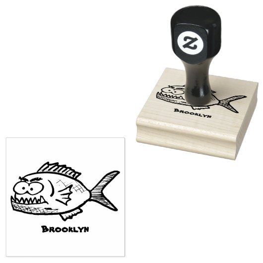 Cartoon van de Piranha-vis Rubberstempel (Gestempeld)