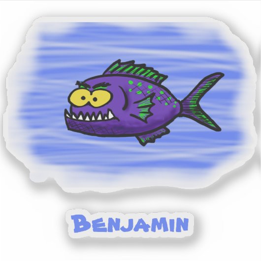 Cartoon van de Piranha-vis Sticker (Voorkant)