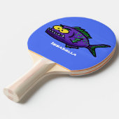 Cartoon van de Piranha-vis Tafeltennisbatje (Voorkant Gekanteld)