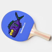 Cartoon van de Piranha-vis Tafeltennisbatje (Zijkant)