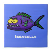 Cartoon van de Piranha-vis Tegeltje (Voorkant)