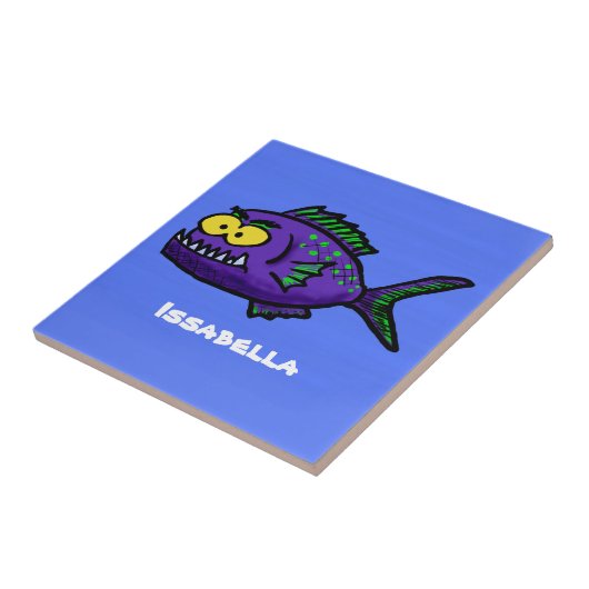 Cartoon van de Piranha-vis Tegeltje (Zijkant)