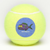 Cartoon van de Piranha-vis Tennisballen (Achterkant)