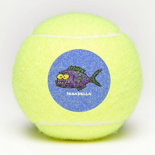 Cartoon van de Piranha-vis Tennisballen (Voorkant)
