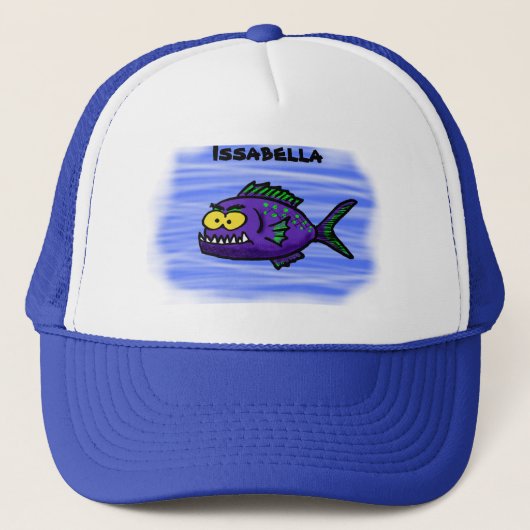 Cartoon van de Piranha-vis Trucker Pet (Voorkant)