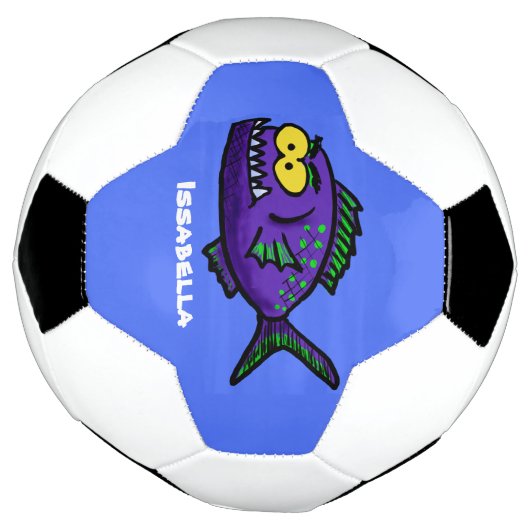 Cartoon van de Piranha-vis Voetbal (Gedraaid)