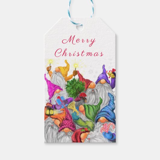 Cartoon van de prettige kerstfeestdag. cadeaulabel (Voorkant)