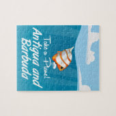 Cartoon van de reisposter Antigua en Barbuda. Legpuzzel (Horizontaal)