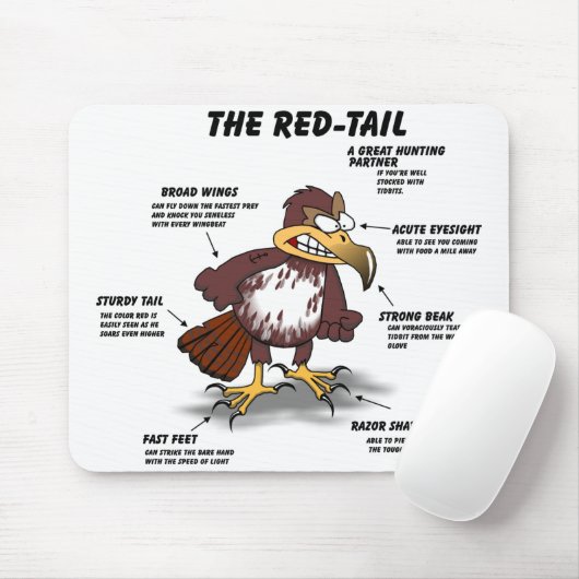 Cartoon van de rode staart muismat (Met muis)