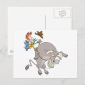 cartoon van de rodeo cowboy-rodeolroos briefkaart (Voorkant / Achterkant)