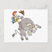 cartoon van de rodeo cowboy-rodeolroos briefkaart (Voorkant)