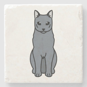 Cartoon van de Russische blauwe kat Stenen Onderzetter